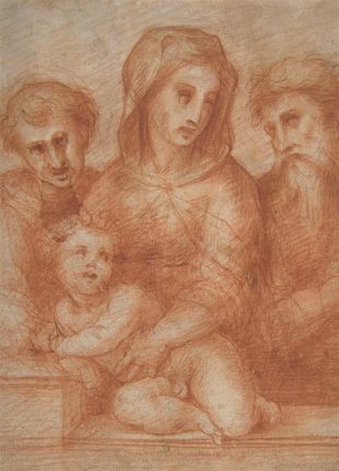 Zakito Posters Plakat 20,5x28,4 Dziewica i Dzieciątko z dwoma świętymi (recto); Fragmentary Design of a Pietà (verso) Domenico Puligo