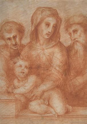 Zakito Posters Plakat 21x29,7 Dziewica i Dzieciątko z dwoma świętymi (recto); Fragmentary Design of a Pietà (verso) Domenico Puligo