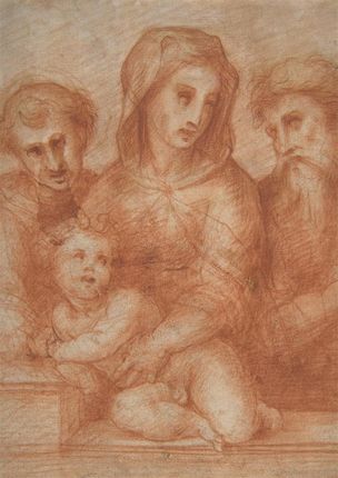 Zakito Posters Plakat 29,7x42 Dziewica i Dzieciątko z dwoma świętymi (recto); Fragmentary Design of a Pietà (verso) Domenico Puligo