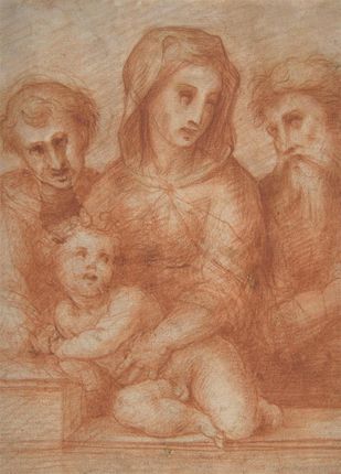 Zakito Posters Plakat 39,5x55 Dziewica i Dzieciątko z dwoma świętymi (recto); Fragmentary Design of a Pietà (verso) Domenico Puligo