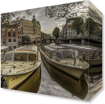 Zakito Posters Obraz 20x20cm Zacumowane łodzie w Amsterdamie 2 Assaf Frank