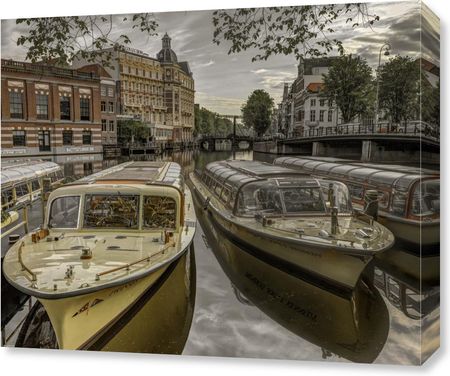 Zakito Posters Obraz 60x50cm Zacumowane łodzie w Amsterdamie 2 Assaf Frank