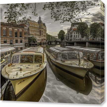 Zakito Posters Obraz 70x70cm Zacumowane łodzie w Amsterdamie 2 Assaf Frank