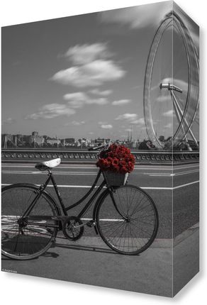 Zakito Posters Obraz 20x30cm Rower z wiązanką kwiatów na Moście Westminsterskim z London Eye w tle Assaf Frank