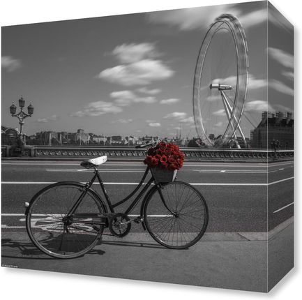 Zakito Posters Obraz 30x30cm Rower z wiązanką kwiatów na Moście Westminsterskim z London Eye w tle Assaf Frank
