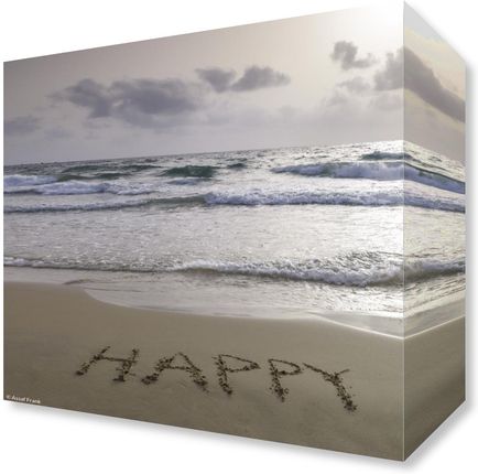 Zakito Posters Obraz 20x20cm Słowo Happy napisane na plaży Assaf Frank