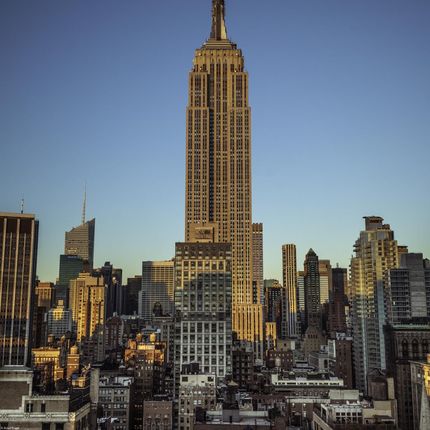 Zakito Posters Plakat 40x40cm Empire State Building z Nowym Jorkiem Manhattan skyline z wieżowcami Assaf Frank