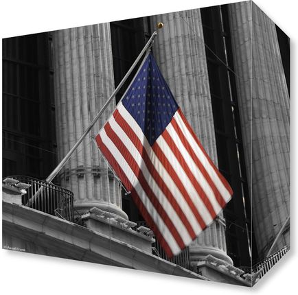 Zakito Posters Obraz 20x20cm Flaga USA wywieszona na nowojorskiej giełdzie Assaf Frank