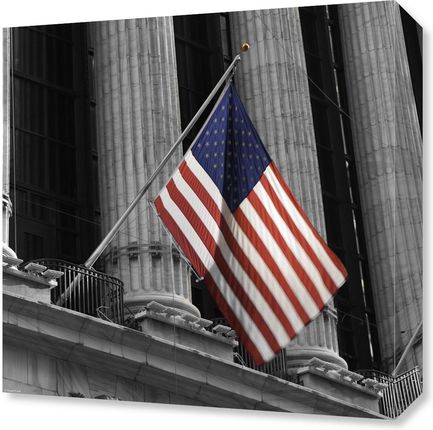 Zakito Posters Obraz 40x40cm Flaga USA wywieszona na nowojorskiej giełdzie Assaf Frank