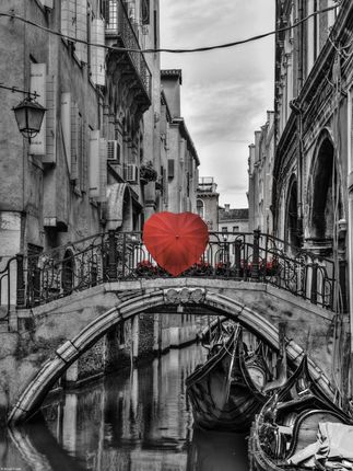 Zakito Posters Plakat 30x40cm Parasol w kształcie serca na mostku Assaf Frank