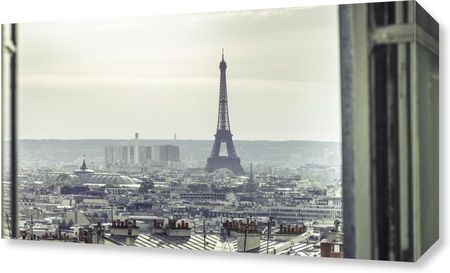 Zakito Posters Obraz 50x30cm Wieża Eiffla widziana przez okno mieszkania na Montmartre 2 Assaf Frank