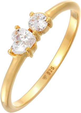Elli Pierścień Damski pierścionek zaręczynowy serce z kryształami cyrkonii w srebrze próby 925 Pierścionki