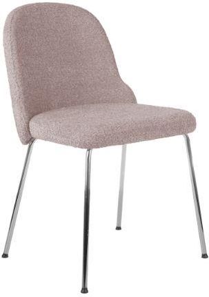 Krzesło do jadalni Bella w stylowej tkaninie boucle typu baranek, chrom, srebrne nóżki
