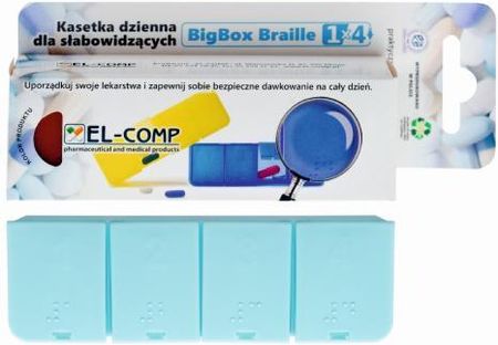 EL-COMP BigBox Braille Kasetka dzienna dla słabowidzących, 4 pory dnia, 1 szt.