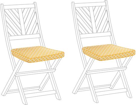 Beliani Zestaw 2 Poduszek Na Krzesła Ogrodowe Z Wiązaniem Geometryczny Wzór Żółty Terni