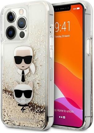 Karl Lagerfeld Klhcp13Xkicgld Iphone 13 Pro Max 6,7" Złoty/Gold Hardcase Liquid Glitter Karl&Choupette Head