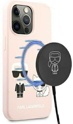 Karl Lagerfeld Klhmp13Lsskci Iphone 13 Pro / 6,1" Hardcase Jasnoróżowy/Light Pink Silicone Ikonik & Choupette Magsafe