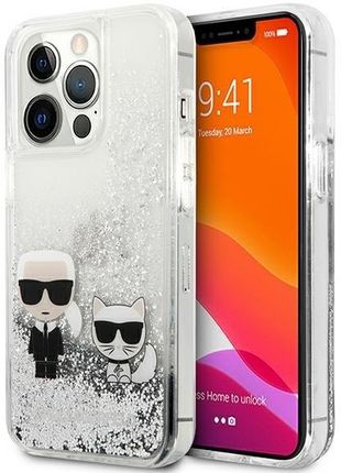 Karl Lagerfeld Etui Klhcp13Lgkcs Apple Iphone 13 Pro Srebrny/Silver Hardcase Liquid Glitter Karl&Choupette