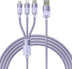 Baseus Kabel Usb 3W1 Starspeed, Usb-C + Micro Lightning, 3,5A, 1.2M (Fioletowy)
