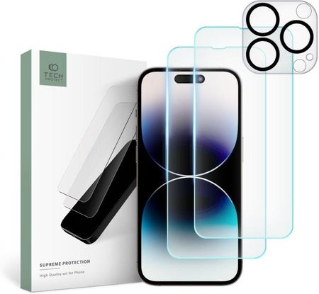 Tech-Protect Szkło Hartowane Supreme Set Apple Iphone 14 Pro Clear [2+2 Pack]