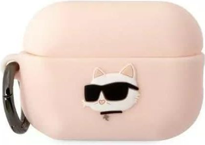 Karl Lagerfeld Klap2Runchp Airpods Pro 2 Cover Różowy/Pink Silicone Choupette Head 3D
