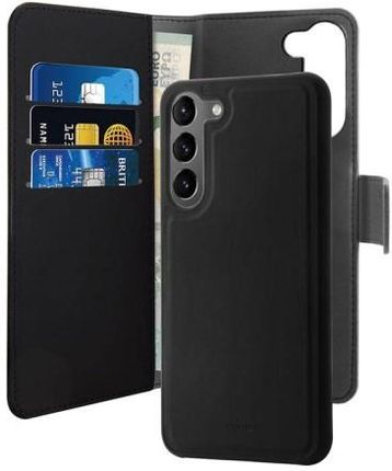 Puro Etui Z Klapką Plecki + Portfel 2W1 Wallet Detachable 2 In 1 Do Galaxy S23 Plus 5G, Czarne