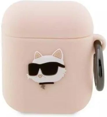 Karl Lagerfeld Kla2Runchp Airpods 1/2 Cover Różowy/Pink Silicone Choupette Head 3D