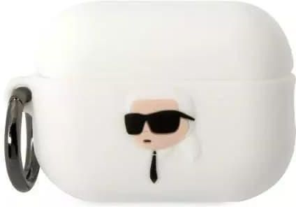 Karl Lagerfeld Klap2Runikh Airpods Pro 2 Cover Biały/White Silicone Head 3D