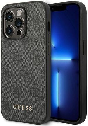 Guess Guhcp14Lg4Gfgr Iphone 14 Pro 6,1" Szary/Grey Hard Case 4G Metal Gold Logo