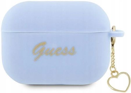Guess Guap2Lschsb Airpods Pro 2 Cover Niebieski/Blue Silicone Charm Heart Collection