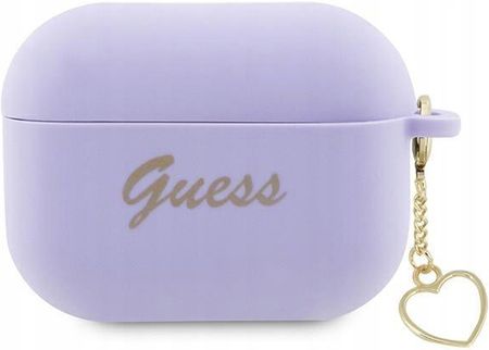 Guess Guap2Lschsu Airpods Pro 2 Cover Purpurowy/Purple Silicone Charm Heart Collection