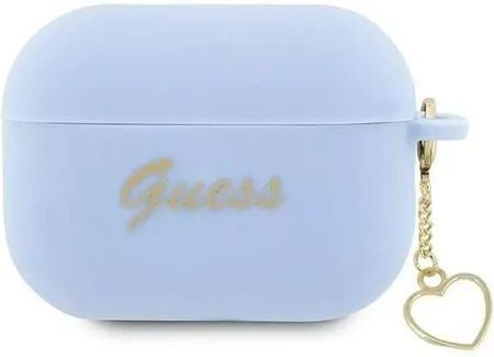 Guess Guap2Lschsb Airpods Pro 2 Cover Niebieski/Blue Silicone Charm Heart Collection