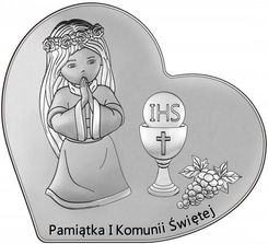 Zdjęcie Obrazek Srebrny Pamiątka I Komunii dla dziewczynki serce z podpisem DS138A - Kraków