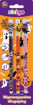 Wymazywalny długopis STRIGO Halloween ze skuwką, zestaw 3 szt.