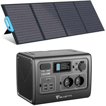 BLUETTI EB55 (700W/537Wh) + BLUETTI PV120 120W Panel fotowoltaiczny – Zestaw solarny