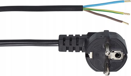 Przewód kabel z wtyczką kątową 3x1 1,5m czarny - Opinie i ceny na
