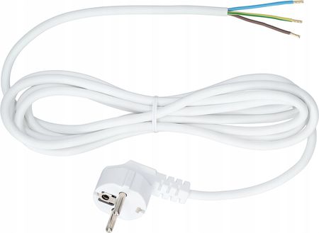 Przewód kabel z wtyczką kątową 3x1,5 1,5m biały