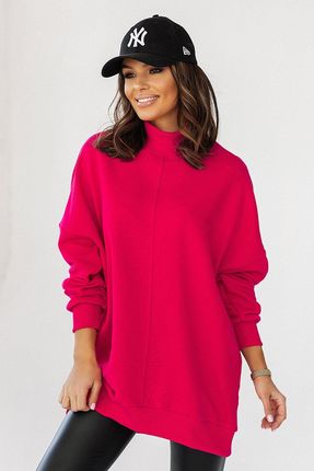 Różowa bluza Simple ze stójką i przeszyciami -  XS/S