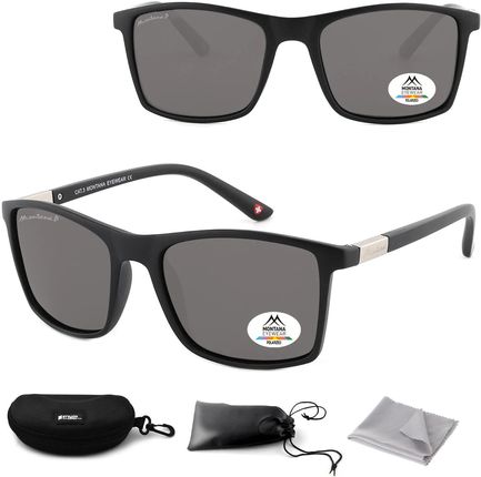 Czarne prostokątne okulary przeciwsłoneczne z polaryzacją MP5