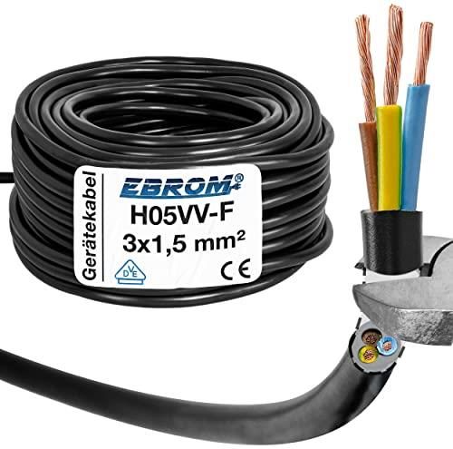 EBROM Herdanschlusskabel H05VV-F 5x2,5 Mm² – 1,5 Meter, Weiß, Fertig Konfektioniert Mit Aderendhülsen