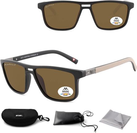 Brązowe prostokątne okulary przeciwsłoneczne z polaryzacją MP3B