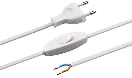 Cavo Meister 2m Con Interruttore - H03VVH2-F 2x0.75mm², Bianco, Per Interni - Foto 3