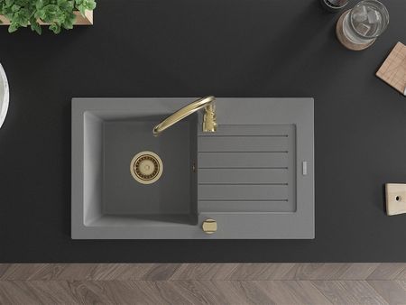 Mexen Pablo + Ociekacz 752x436mm Szary Syfon Złoty 6510751010-71-G - zdjęcie 2