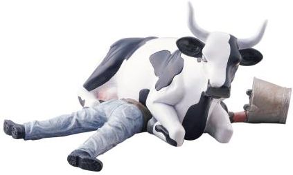 Cowparade Holandia Figurka Krówka Cow Sitting On Man / Ni Mu Średnia/Poliresing