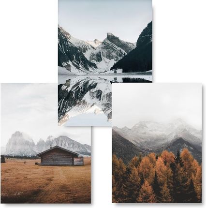 Kmbpress Góry Jezioro Zestaw 3 Obrazy 21X30 Plakat 145