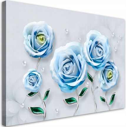 Feeby Obraz Do Salonu Niebieskie Róże 3D 100X70
