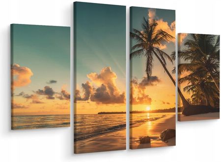 Muralo Obraz 4 Częściowy Palmy Plaża Słońce 3D 200X150