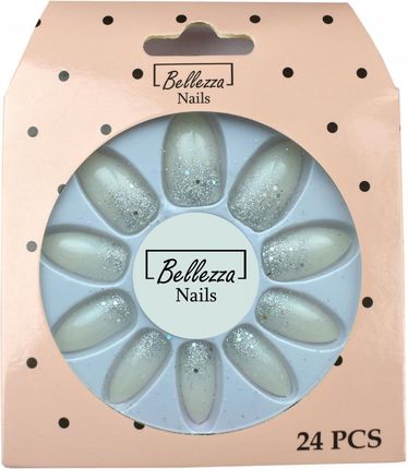 Bellezza Nails Tipsy Paznokcie Sztuczne Brokat 24Szt. Zj1