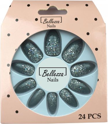 Bellezza Nails Tipsy Paznokcie Sztuczne Brokat 24Szt. Zj11