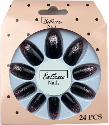 Bellezza Nails Tipsy Paznokcie Sztuczne Brokat 24Szt. Zj17
